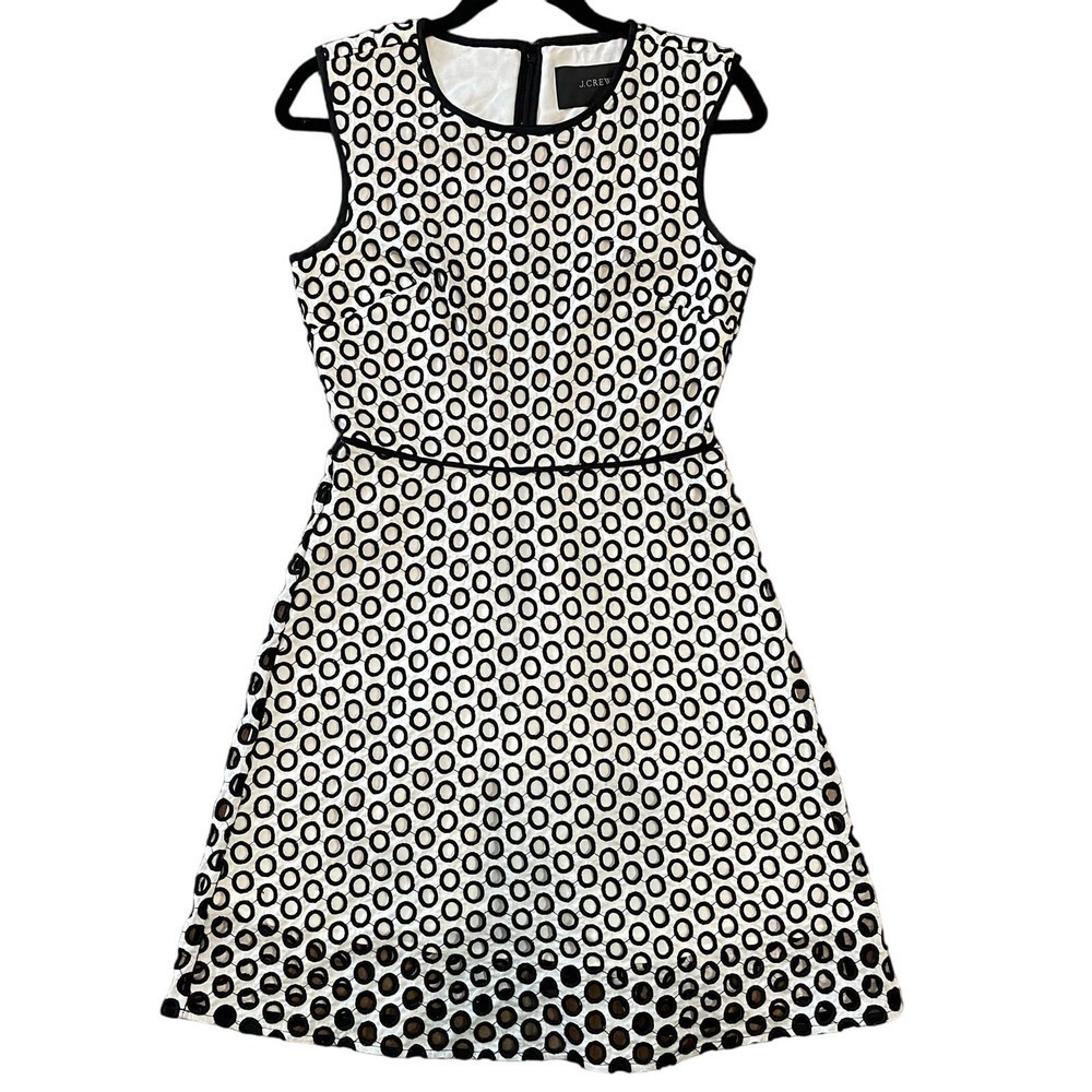 J.Crew Dress Women's Eyelet Punched Out A-Line Modest Retro Pin Up Sz 0